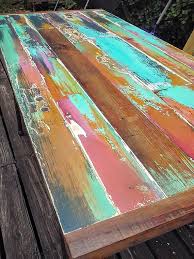 Reserved For Felisha S Balance Due Pink And Turquoise Dining Table And Matching Bench Kitchen Table Reclaimed Wood Dining Table Distressed Painting Painted Furniture