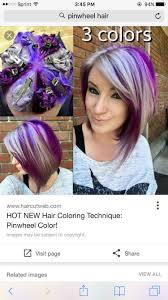 Pinwheel Hair Dye Job I Like The Idea With Hair Color Techniques Pinwheel Hair Color Hair Color Purple