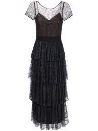 Marchesa Notte Ruffled Long Tulle Dress Black Luisaviaroma
