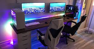 His And Hers Gaming Setup The Basic Ikea Rgb Setup Gaming Computer Room Computer Gaming Room Computer Room