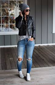 Calca Bras Blusa Cinza Jaqueta Preta Tenis Branco Moda Maribel Pinterest Outfits Winter Outfits And Fashion Leather Jacket Outfits Casual Outfits Fashion