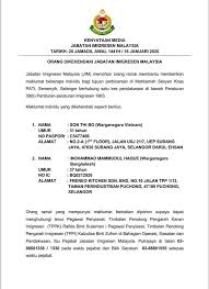 Kenyataan Media Jabatan Imigresen Jabatan Imigresen Malaysia Negeri Johor Facebook