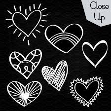 White Hearts Outline Clip Art Hand Drawn Romance Vector Etsy White Heart Outline Heart Outline Clip Art