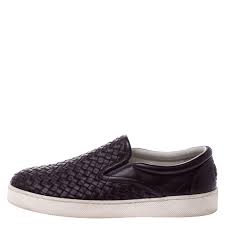 Bottega Veneta Burgundy Intrecciato Leather Slip On Sneakers Size 42