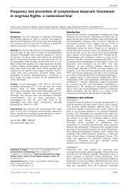 Pdf Frequency And Prevention Of Symptomless Deep Vein Thrombosis In Long Haul Flights A Randomised Trial