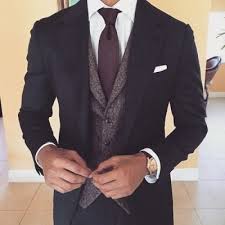 Black 3 Piece Suit Combinations Three Piece Suit Wt Different Material Waistcoat Wedding Suits Men Blue Wedding Suits Wedding Suits Men
