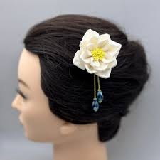 Water lily hair ornament, silk, water lily, tsumami zaiku, Japanese  accessories, wedding, yukata, kimono, fireworks, party, neat, summer  festival, hairpin