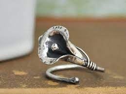 Sterling Silver Ring Calla Lily Ring Sterling Silver Flower Ring Adjustable Large Silver Rings Lily Ring Calla Lily Jewelry