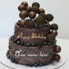 Birthday Cake Images With Name And Price Double Layer Chocolate Birthday Cake With Name Write Name On Chocolate Cake Chocolate Birthda Happy Birthday Chocolate Cake Cake Name Birthday Cake Chocolate