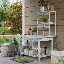 Belham Living Garden Grove Metal Potting Bench Potting Bench Outdoor Potting Bench Outdoor Buffet Tables
