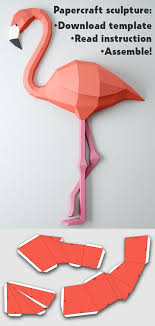 Papercraft Flamingo 3d Paper Craft Model Diy Paper Sculpture Wall Home Decor Pdf Pepakura Template Low Poly Origami Craft Idea Pink 3d Paper Crafts Paper Crafts Origami Paper Art