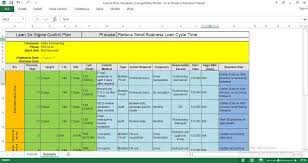Six Sigma Control Plan Excel Template Engineering Management