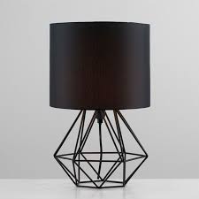 Angus Black Geometric Table Lamp With Black Shade Geometric Table Lamp Cage Table Lamp Black Table Lamps