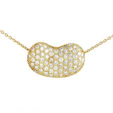 Elsa peretti bean design pendant in 18k gold tiffany co rose sterling silver yellow necklace tlc the thread jewelry rare authentic lacquer rp 1250 of green jade and star style celebrity fashion with catawiki. Tiffany And Co Elsa Peretti Diamond Pave Gold Bean Pendant Necklace At 1stdibs