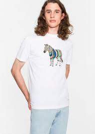 T Shirts White Paul Smith Cycle Stripe Zebra Print Organic Cotton T Shirt Mens White Daniel Herran