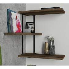 Shows no visible support and appears to be floating, this shelf turns any spare wall space to an attractive display. Industrial Style Corner Wall Hanging Shelf Furniture123