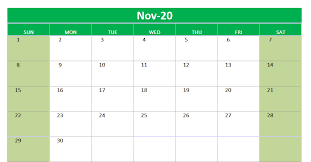 November 2020 Excel Printable Calendar In 2020 Monthly Calendar Template Calendar Printables Calendar Template