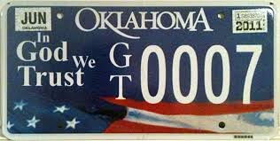 In God We Trust State License Plate Oklahoma State License Plate License Plate Car License Plates