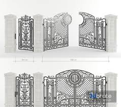 Forged Gate With A Gate And Pillars Lt 3d Model Buy Download 3dbrute In 2020 Metal Gates Design Steel Gate Design Steel Design