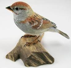 American Tree Sparrow 2 Hand Carved Wooden Bird Carved Wooden Birds Wooden Bird Bird Carving Patterns
