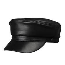 Sheepskin Black Genuine Leather Baker Boy Hat Weargg Black Leather Flats Baker Boy Hat Leather Hats
