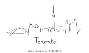 Black And White Toronto Skyline Drawing One Line Style Toronto City Skyline Simple Modern Minimalistic Style Vector Abstract Line Art Minimalist Drawing Cute Easy Drawings