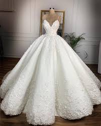 Cap sleeve romantic queen anne ballgown wedding dress with lace appliques and button back. Ball Gown Wedding Dresses Satin With Lace Embroidery Alinanova