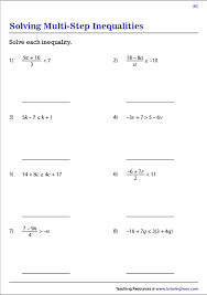 How to write word problems as inequalities? Multi Step Inequalities Worksheets