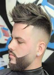 Razor Fade Pompadour Haircut For Men With Long Hair Fade Haircut Beard Haircut Fade Haircut With Beard