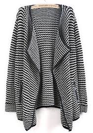 Black And White Striped Cardigan Black White Striped Contrast Pu Leather Cardigan Sheinside Com Moda Estilo Ropa De Mujer Ropa