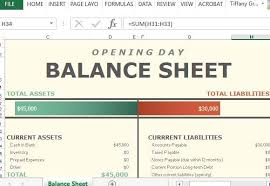 Insight into my personal balance sheet. Opening Day Balance Sheet For Excel