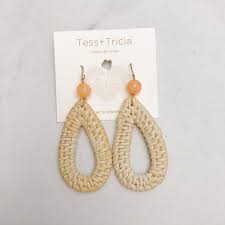 Tess And Tricia Jewelry Tess And Tricia Bungalow Peach Rattan Earrings Poshmark