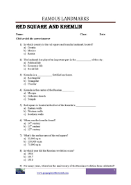 Facts About Red Square And Kremlin History Worksheet Geography Worksheets Famous Landmarks History Worksheets