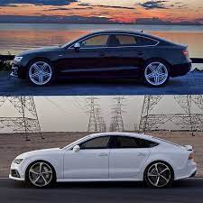 Unique Audi Photography On Instagram A Side Profile Comparison Between The S5 Sportback And The Rs7 Sportback Cars Rs7 Sportback Audi A7 Audi Rs7 Sportback