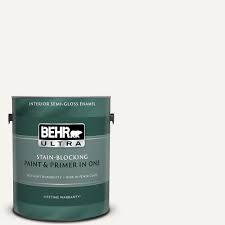 behr ultra 1 gal 75 polar bear semi gloss enamel interior paint and primer in one