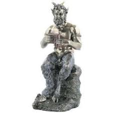 Pan God Pan Greek God Sitting On A Rock Playing Pan Flute Greek Statue Greek God Sculptures Bronze Figurine