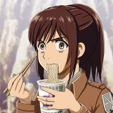 Anime Picture Search Engine 1girl Brown Eyes Brown Hair Chopsticks Commentary Request Eating Attack On Titan Anime Attack On Titan Attack On Titan Aesthetic