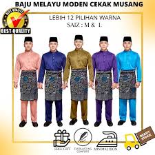Pakaian tersebut biasanya lebih terkenal di kawasan selatan malaysia. M L Baju Melayu Moden Cekak Musang Baju Melayu Sepasang Dewasa Baju Melayu Moden Dewasa Baju Melayu Sedondon Ayahanak Shopee Malaysia