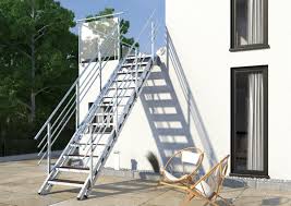 Aussentreppe New York 13 Stufen Gelander Beidseitig Stufenbreite 80cm Stahlwangentreppe Gartentreppe Balkontrep Aussentreppe Veranda Treppe Treppe
