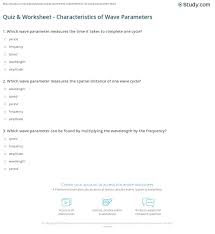 Quiz Worksheet Characteristics Of Wave Parameters Study Com