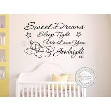 Sweet Dreams Sleep Tight Wall Art Sticker Baby Boy Girl Bedroom Nursery Wall Quote Decor Decal With Sleeping Cloud Baby