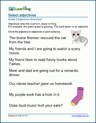 It normally indicates quality, size, shape, duration, feelings, contents, and more about a noun or pronoun. Adjectives In Sentences Worksheets K5 Learning