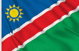From the bottom corner of the elevator to the opposite corner of the flag is pulled. Namibia Flag