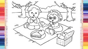 Free coloring sheets to print and download. Family Picnic Coloring Pages For Kids Learn Colors For Baby Youtube