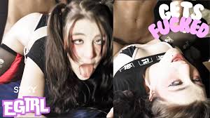 Sexy Green and Black Haired Gothic E-Girl Does Ahegao and Fucks Herself Until She Cums on Her Dildo