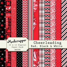 Black And Red Pattern Design Digital Scrapbook Paper Cheerleading Red Black And White 12 Patterns 3 Solids 12 X 12 Bonus Clip A Digital Scrapbook Paper Scrapbook Paper Digital Scrapbooking