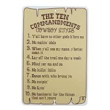 The Ten Commandments Cowboy Style Metal Sign Funny Christian Home Wall Decor Funny Signs Break Room Decor Funny Wall Decor