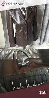 Nicole Miller Brown Leather Jacket Brown Leather Jacket Leather Jacket Jackets