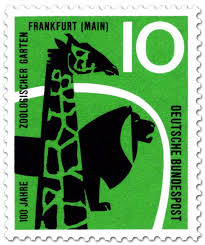 Deutsche Bundespost Briefmarke 100 Jahre Zoologischer Garten Frankfurt Giraffe Und Lowe Postage Stamp Design Postage Stamp Art Vintage Postage Stamps
