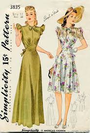 1940s Dress Pattern Simplicity 3835 Big Band Wwii Swing Era Day Dress Pattern And Floor Length Evening Gown 1940s Dress Pattern Simplicity Patterns Dresses Vintage Fashion